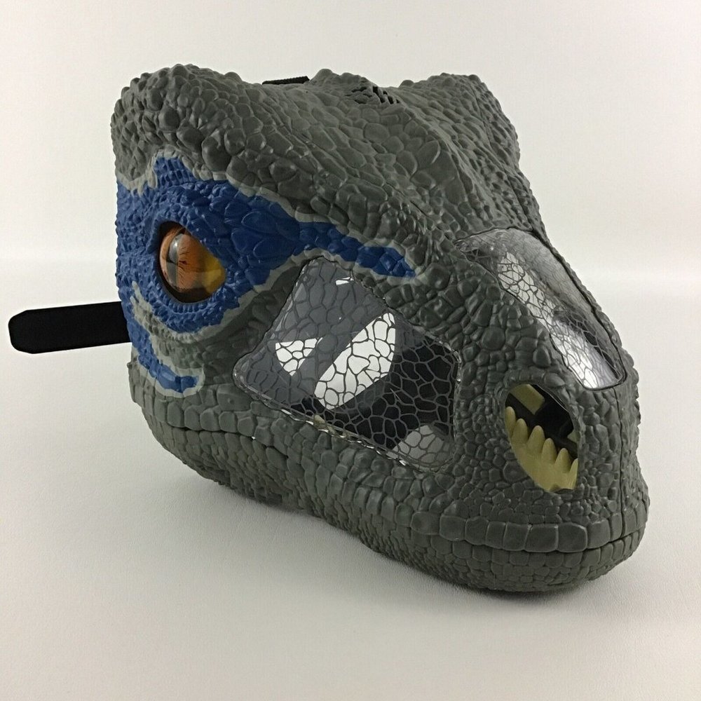Jurassic World Chomp Roar Electronic Mask Velociraptor Blue Dinosaur 2017 Mattel - Picture 1 of 8